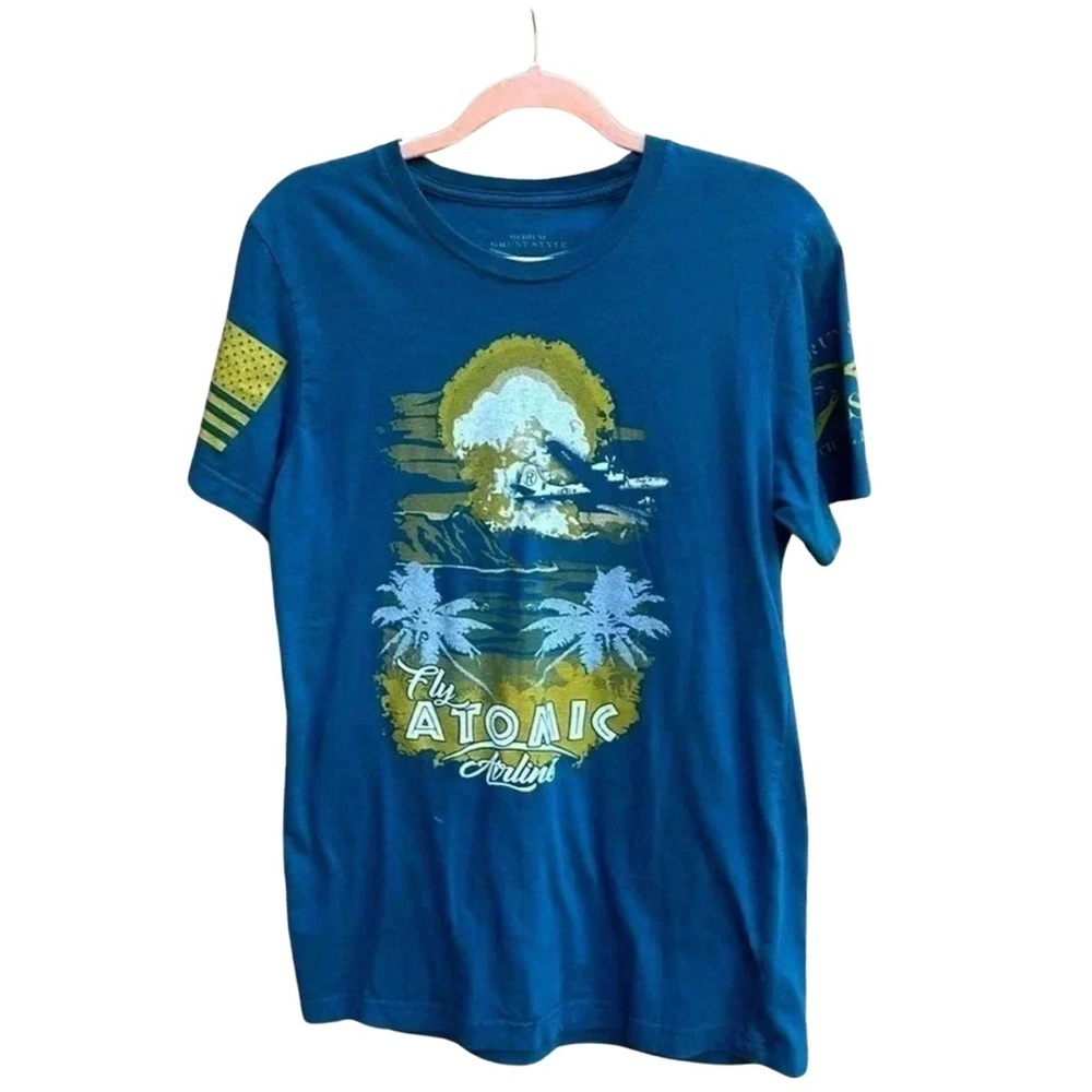 Patriot Shirts Grunt Style Fly Atomic Air Blue  Yellow TshirtSize Medium